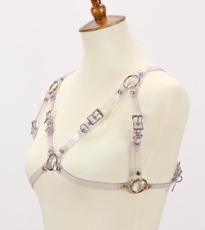 Skinny PVC Clear Vinyl Chest Bra Style Harness