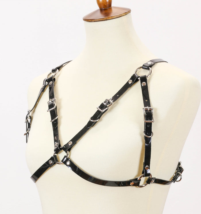 Skinny PVC Vinyl Chest Bra Style Harness