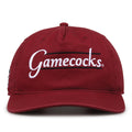 South Carolina Gamecocks Original Heritage Bar Snapback in cardinal, front view of embroidered school script and bar design