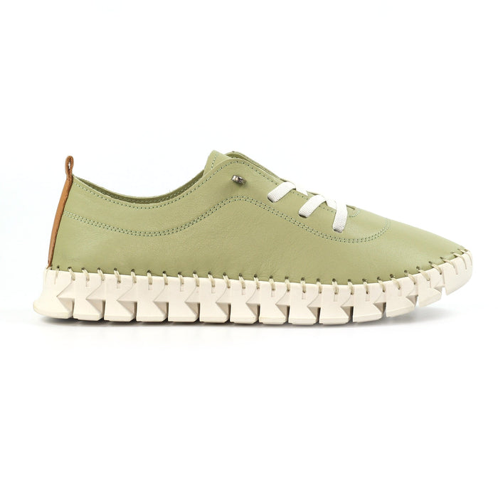 St Austell Khaki Leather Plimsoll