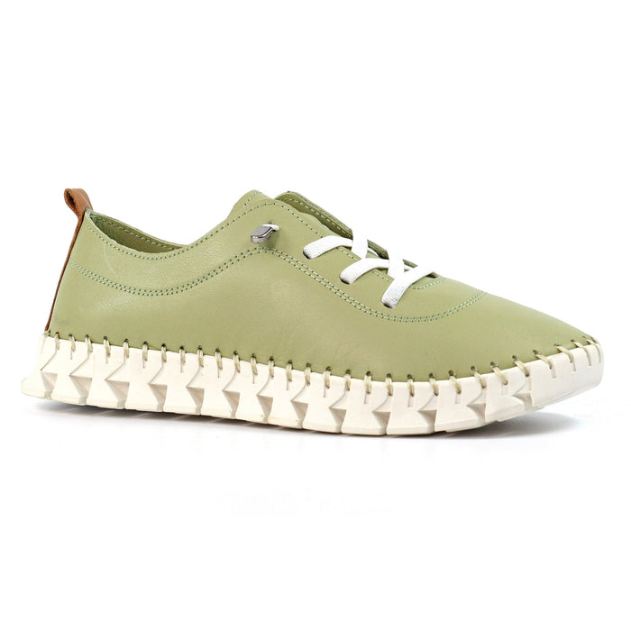 St Austell Khaki Leather Plimsoll