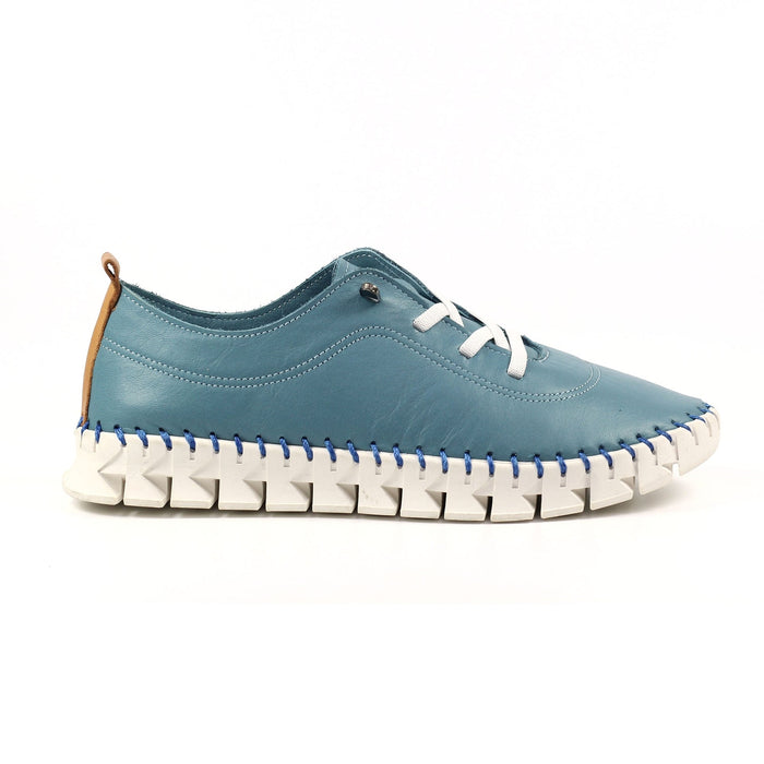 St Austell Light Blue Leather Plimsoll