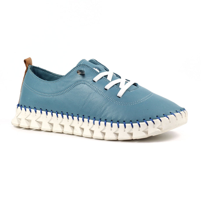 St Austell Light Blue Leather Plimsoll