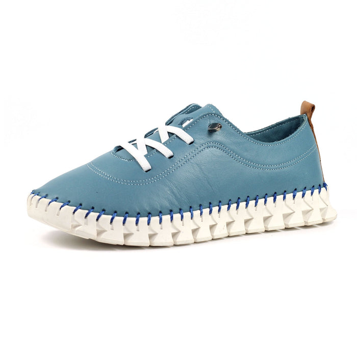 St Austell Light Blue Leather Plimsoll