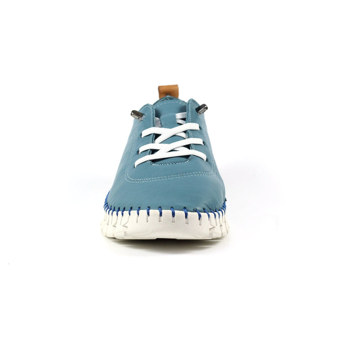 St Austell Light Blue Leather Plimsoll