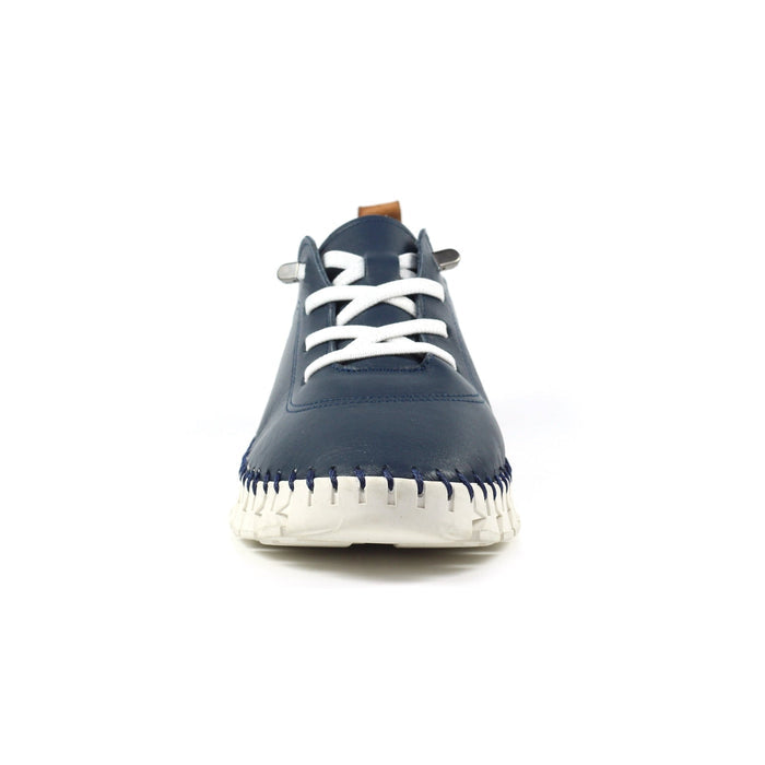 St Austell Navy Leather Plimsoll