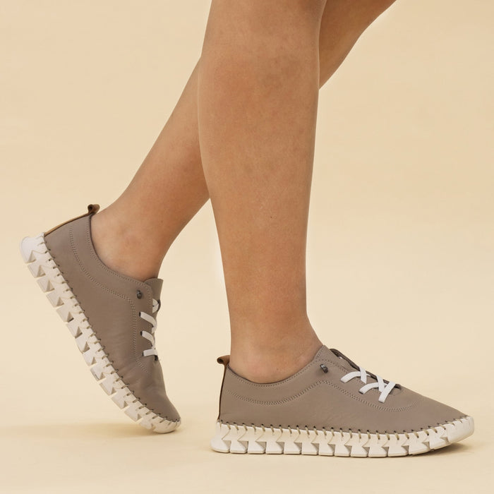 St Austell Taupe Leather Plimsoll