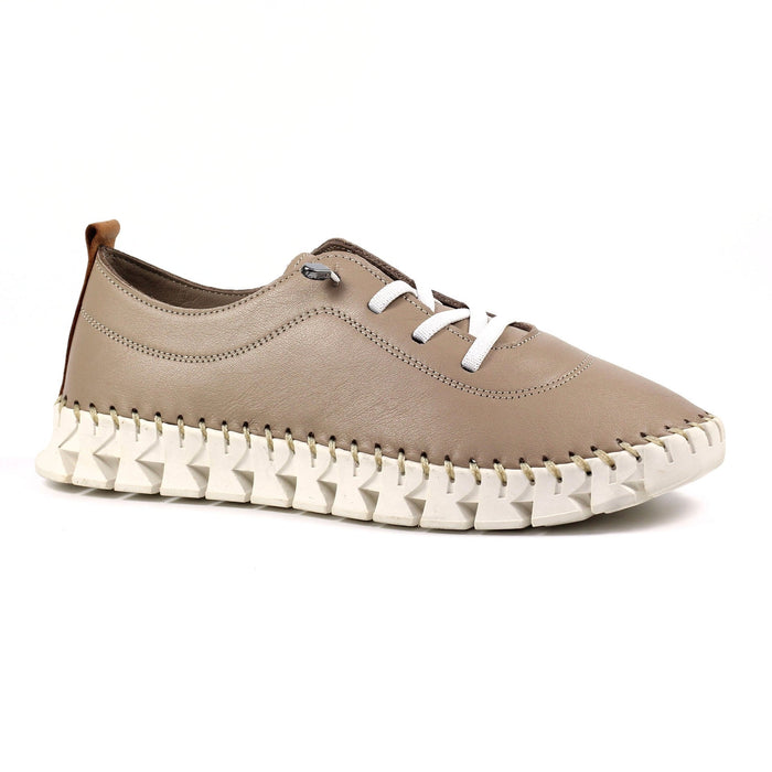 St Austell Taupe Leather Plimsoll