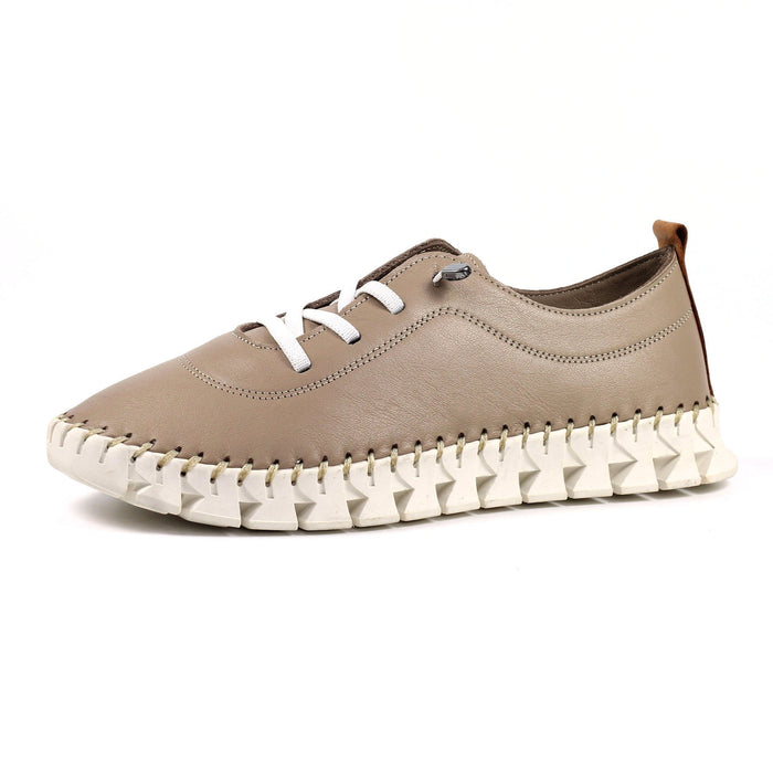 St Austell Taupe Leather Plimsoll