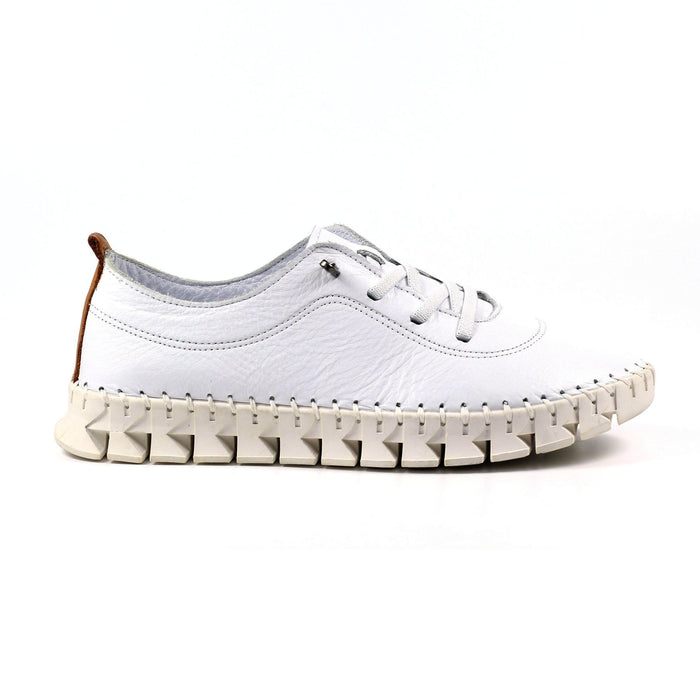 St Austell White Leather Plimsoll