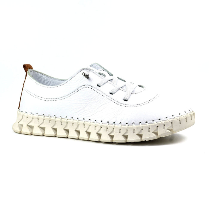 St Austell White Leather Plimsoll