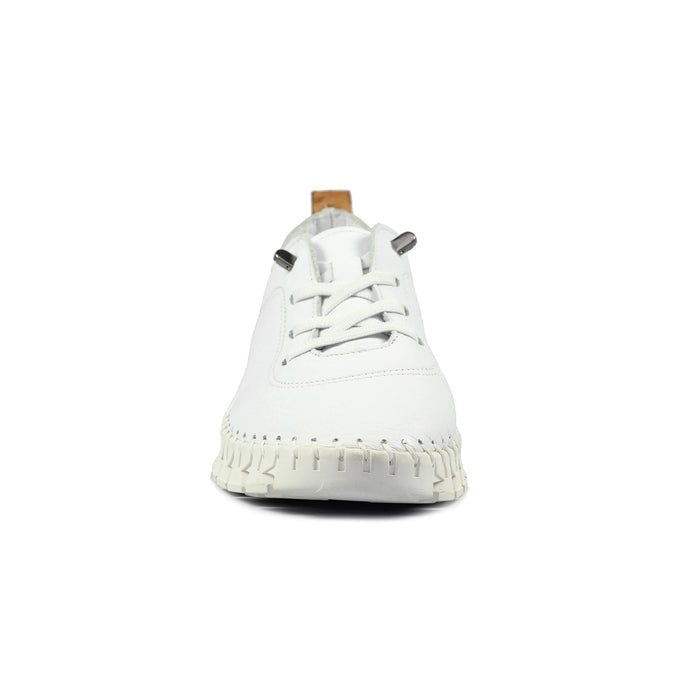 St Austell White Leather Plimsoll