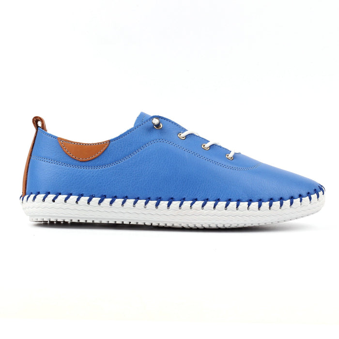 St Ives Azure Blue Leather Plimsoll