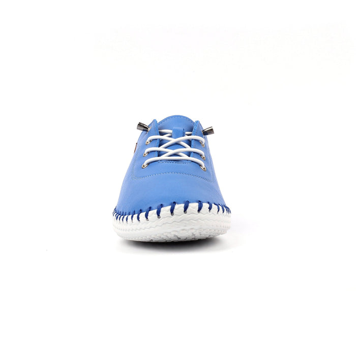 St Ives Azure Blue Leather Plimsoll