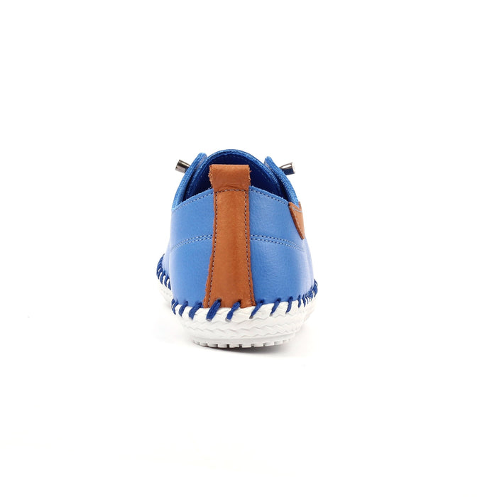 St Ives Azure Blue Leather Plimsoll