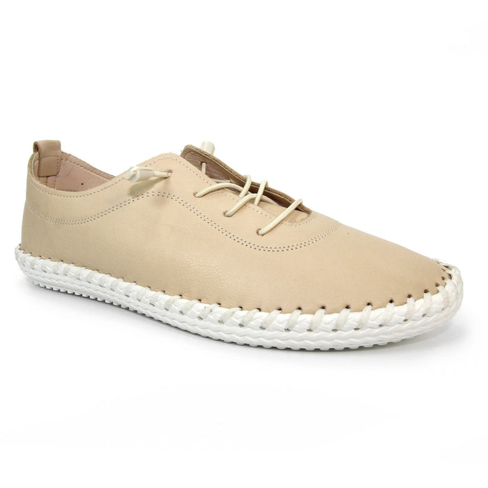St. Ives Beige Leather Plimsoll