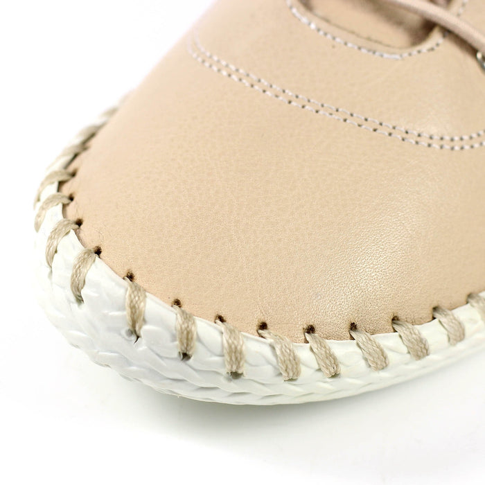 St. Ives Beige Leather Plimsoll
