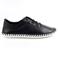 St. Ives Black Leather Plimsoll