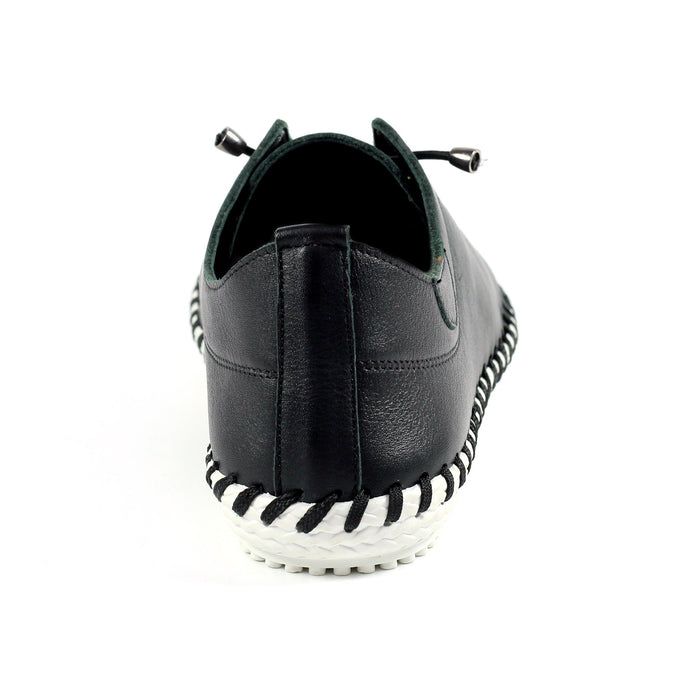 St. Ives Black Leather Plimsoll