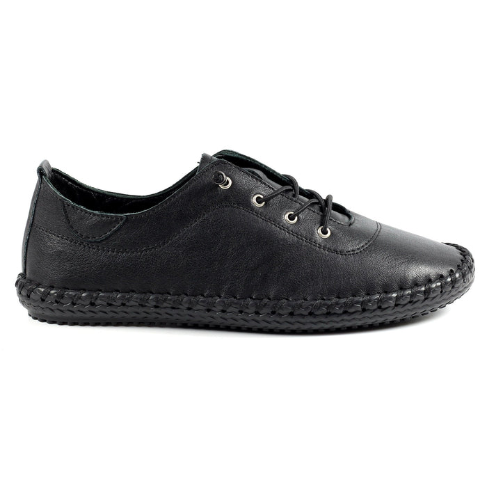 St. Ives Black Sole Leather Plimsoll