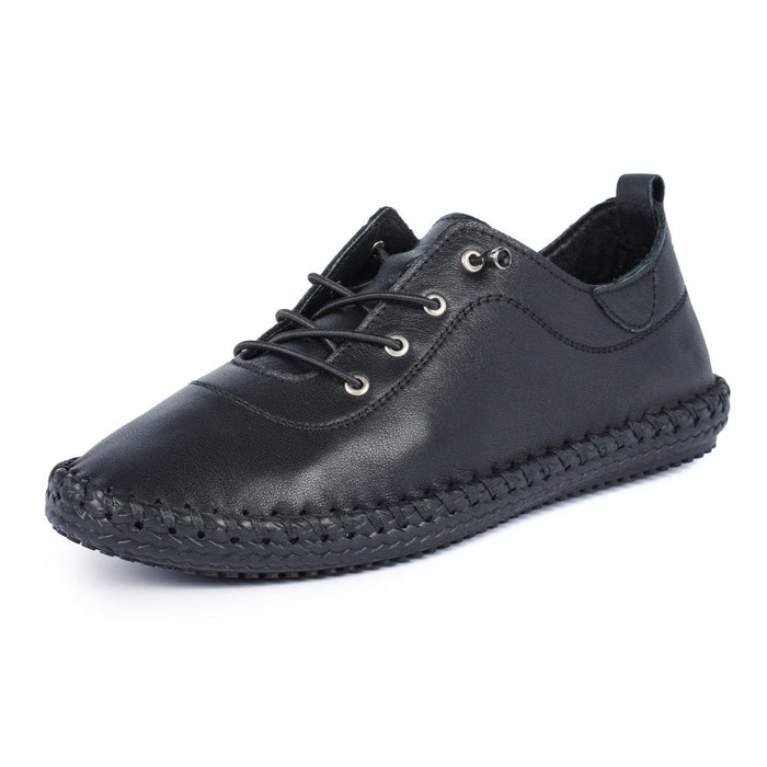 St. Ives Black Sole Leather Plimsoll