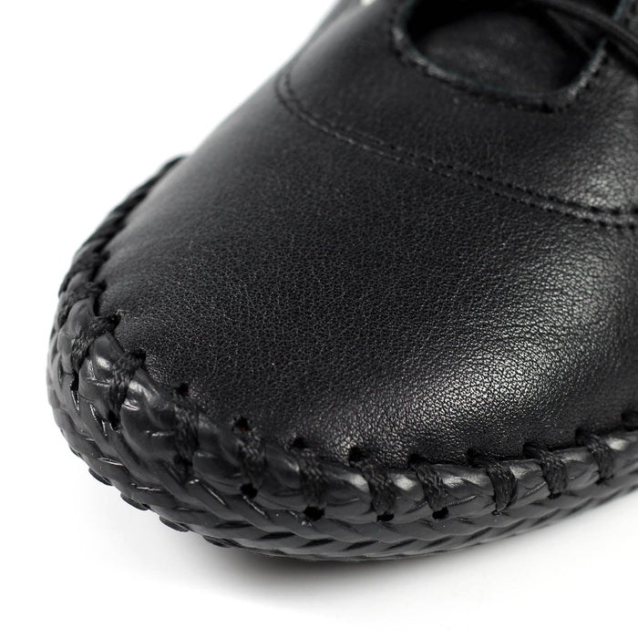 St. Ives Black Sole Leather Plimsoll