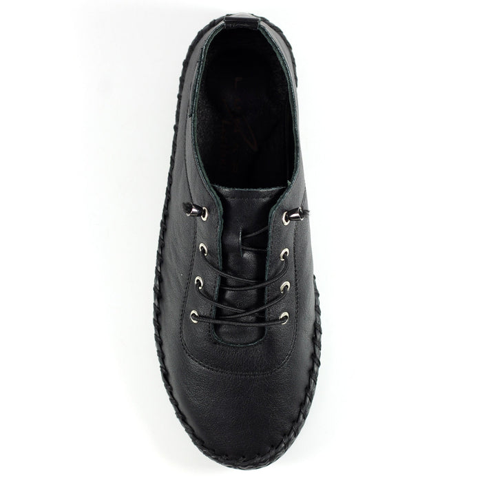 St. Ives Black Sole Leather Plimsoll