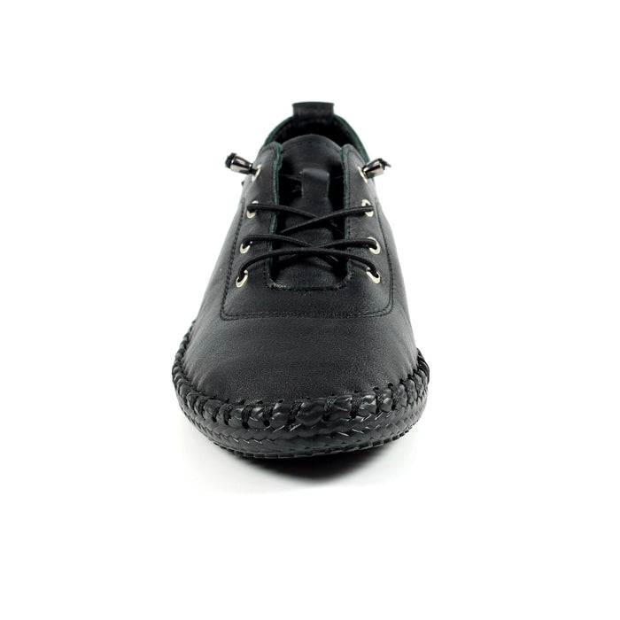 St. Ives Black Sole Leather Plimsoll