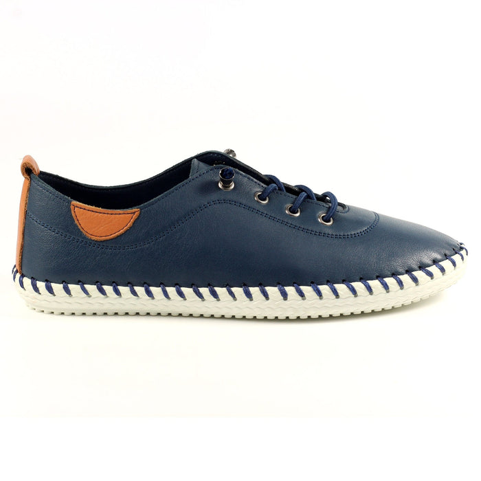 St. Ives Blue Leather Plimsoll
