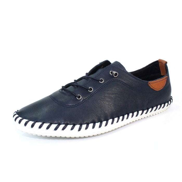 St. Ives Blue Leather Plimsoll