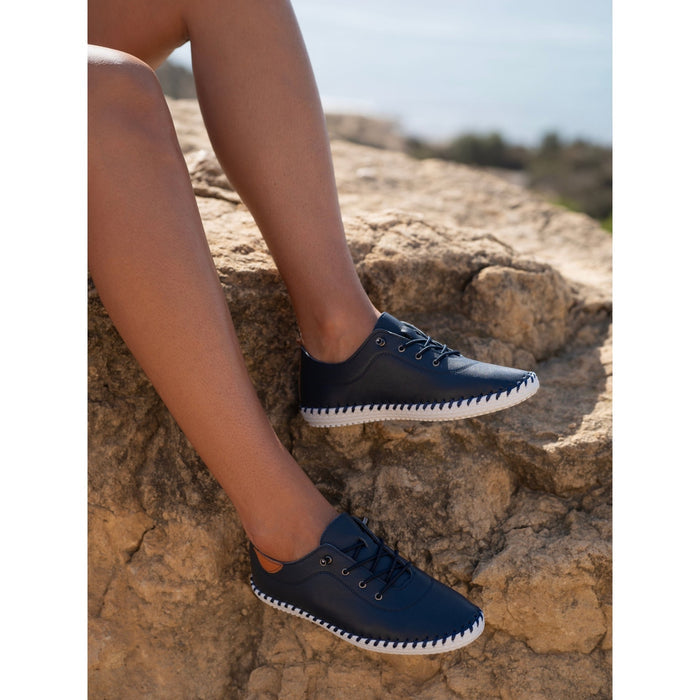 St. Ives Blue Leather Plimsoll