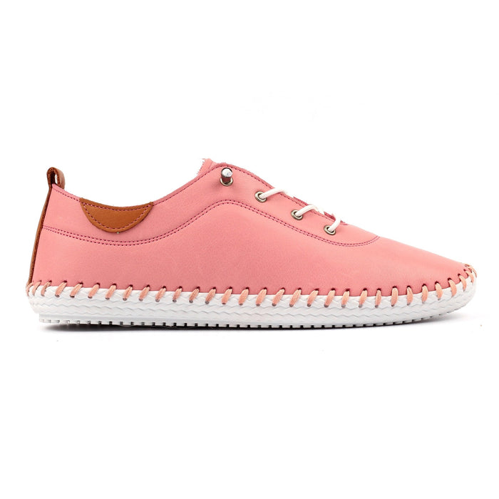 St Ives Candy Pink Leather Plimsoll