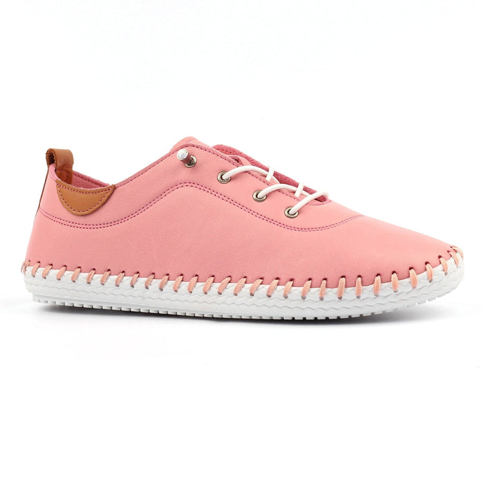 St Ives Candy Pink Leather Plimsoll
