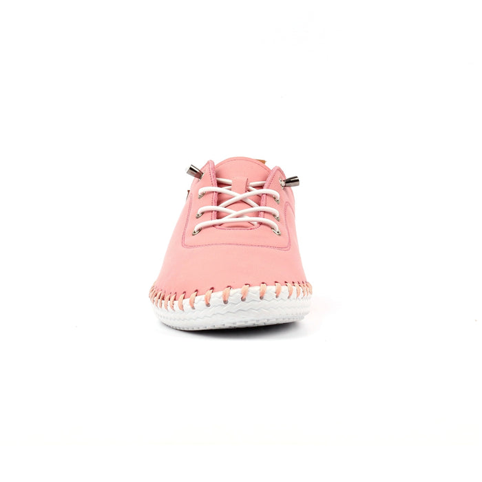 St Ives Candy Pink Leather Plimsoll