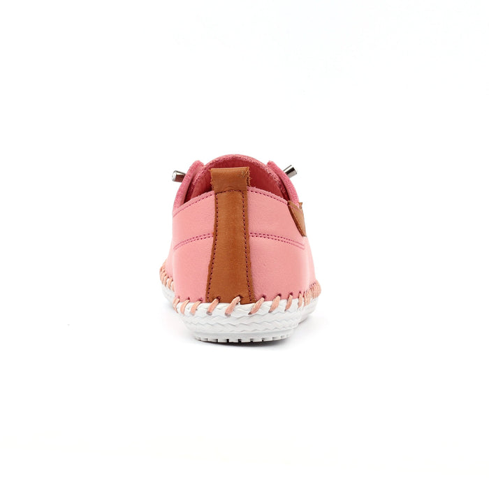 St Ives Candy Pink Leather Plimsoll
