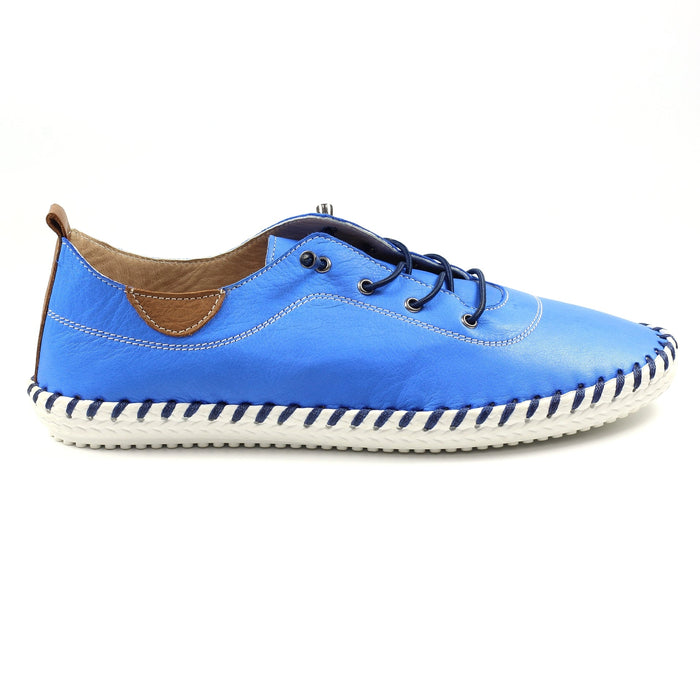 St. Ives Cobalt Blue Leather Plimsoll