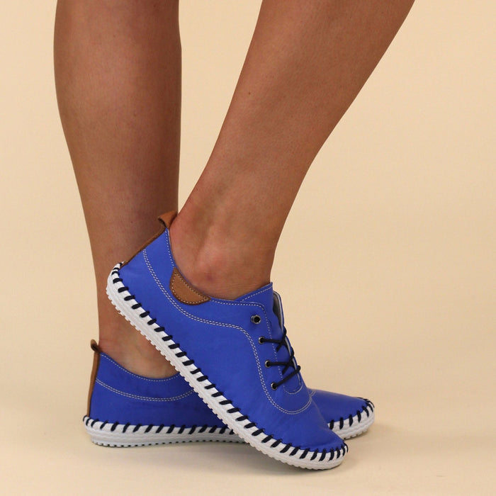 St. Ives Cobalt Blue Leather Plimsoll