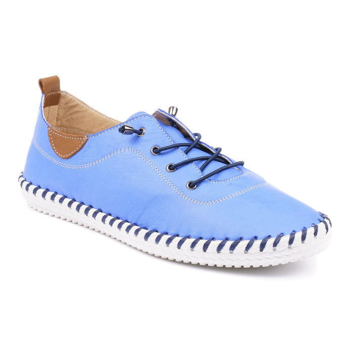 St. Ives Cobalt Blue Leather Plimsoll