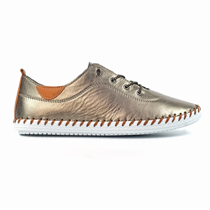 St. Ives Dark Gold Leather Plimsoll