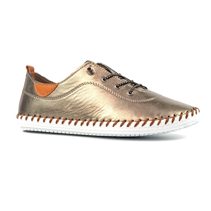 St. Ives Dark Gold Leather Plimsoll
