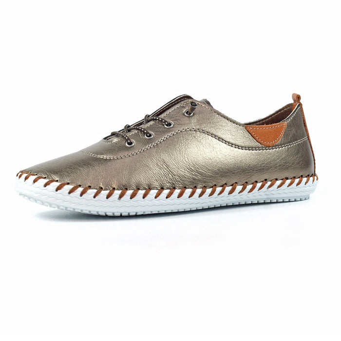 St. Ives Dark Gold Leather Plimsoll