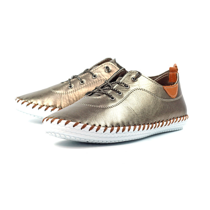 St. Ives Dark Gold Leather Plimsoll