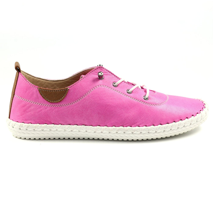 St. Ives Fuchsia Leather Plimsoll