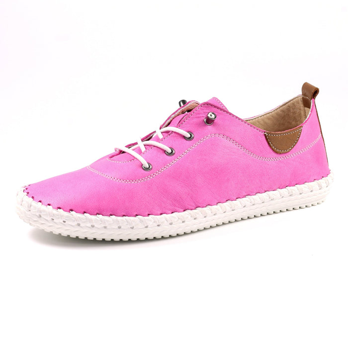 St. Ives Fuchsia Leather Plimsoll