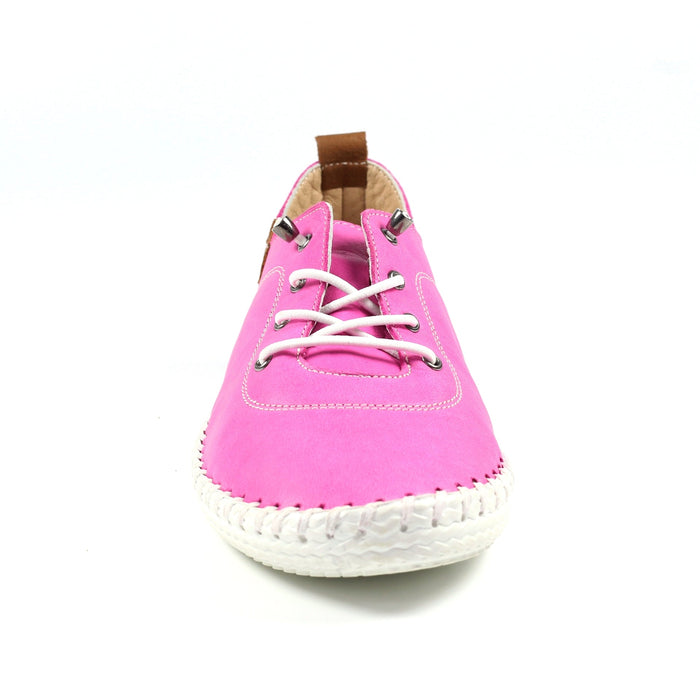 St. Ives Fuchsia Leather Plimsoll