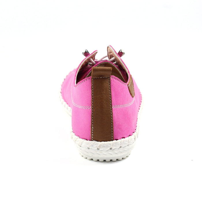 St. Ives Fuchsia Leather Plimsoll