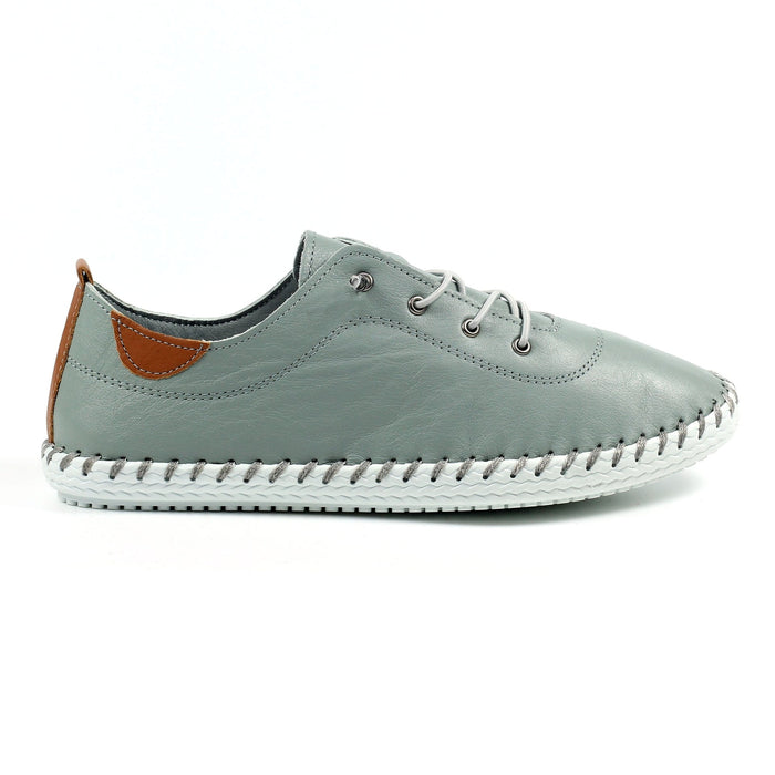 St. Ives Grey Leather Plimsoll