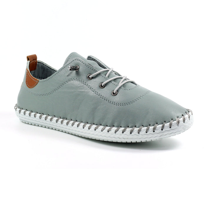St. Ives Grey Leather Plimsoll