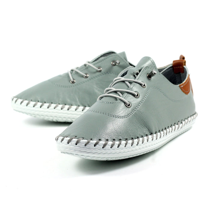 St. Ives Grey Leather Plimsoll