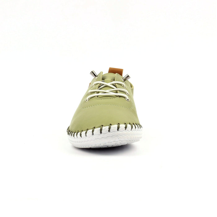 St Ives Khaki Leather Plimsoll